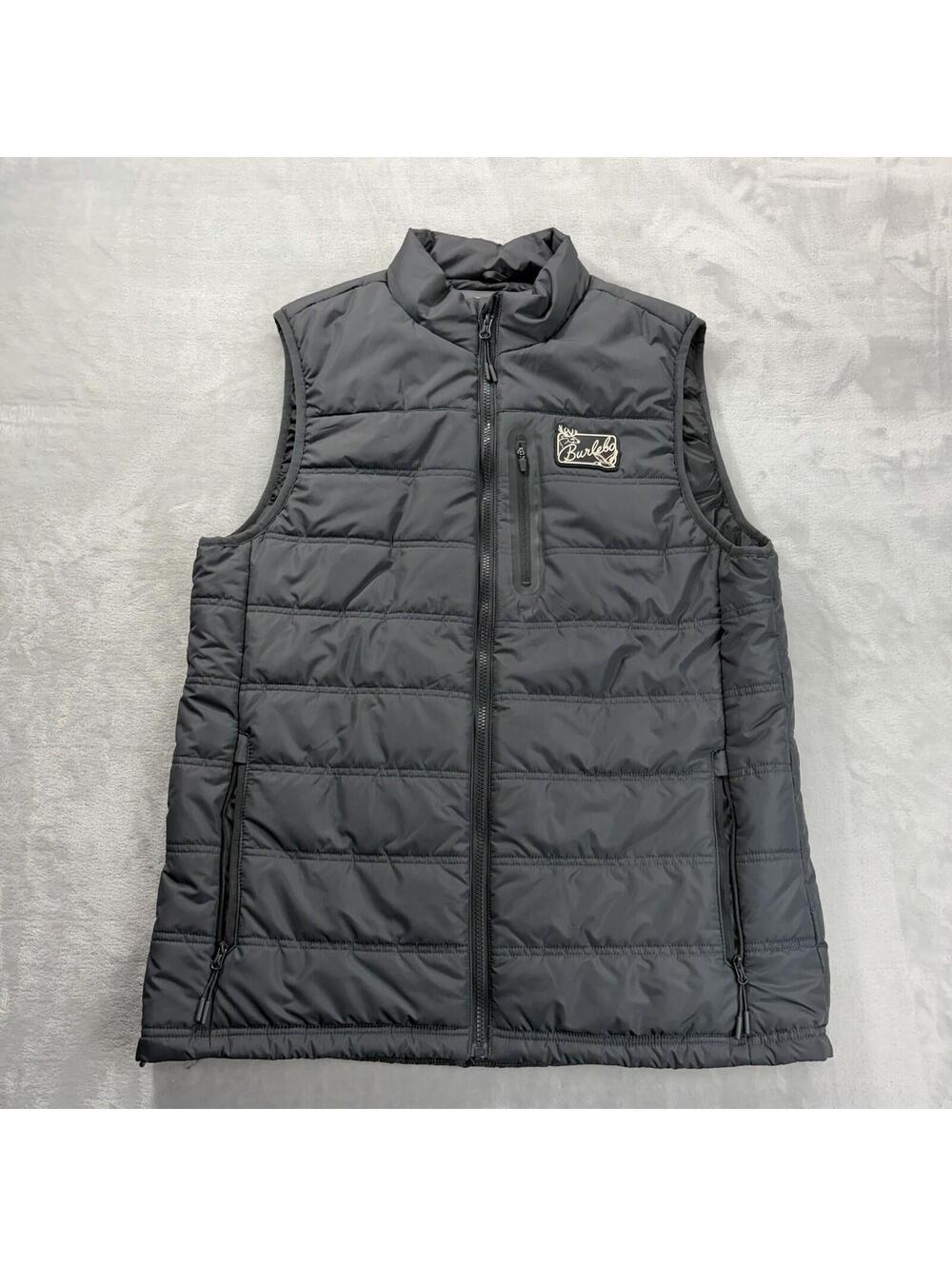 Burlebo Men's Puffer Vest Large Charcoal Grey Water Resistant Windproof UPF 50